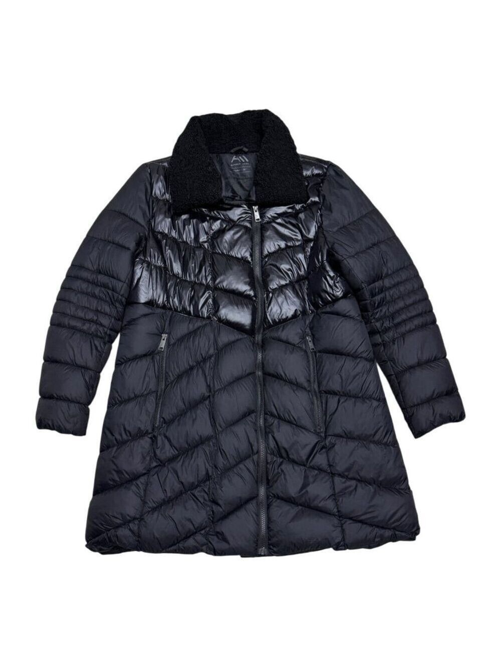 ANDREW MARC Luxury Designer Black Winter Puffer Parka Jacket Coat Womens XL